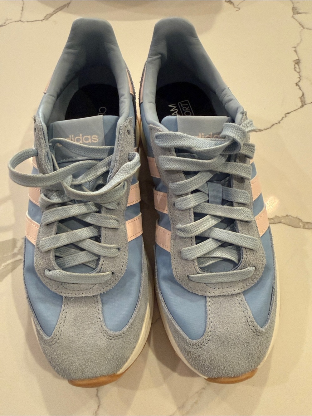 adidas Light Blue Sneakers with Pink Stripes 8